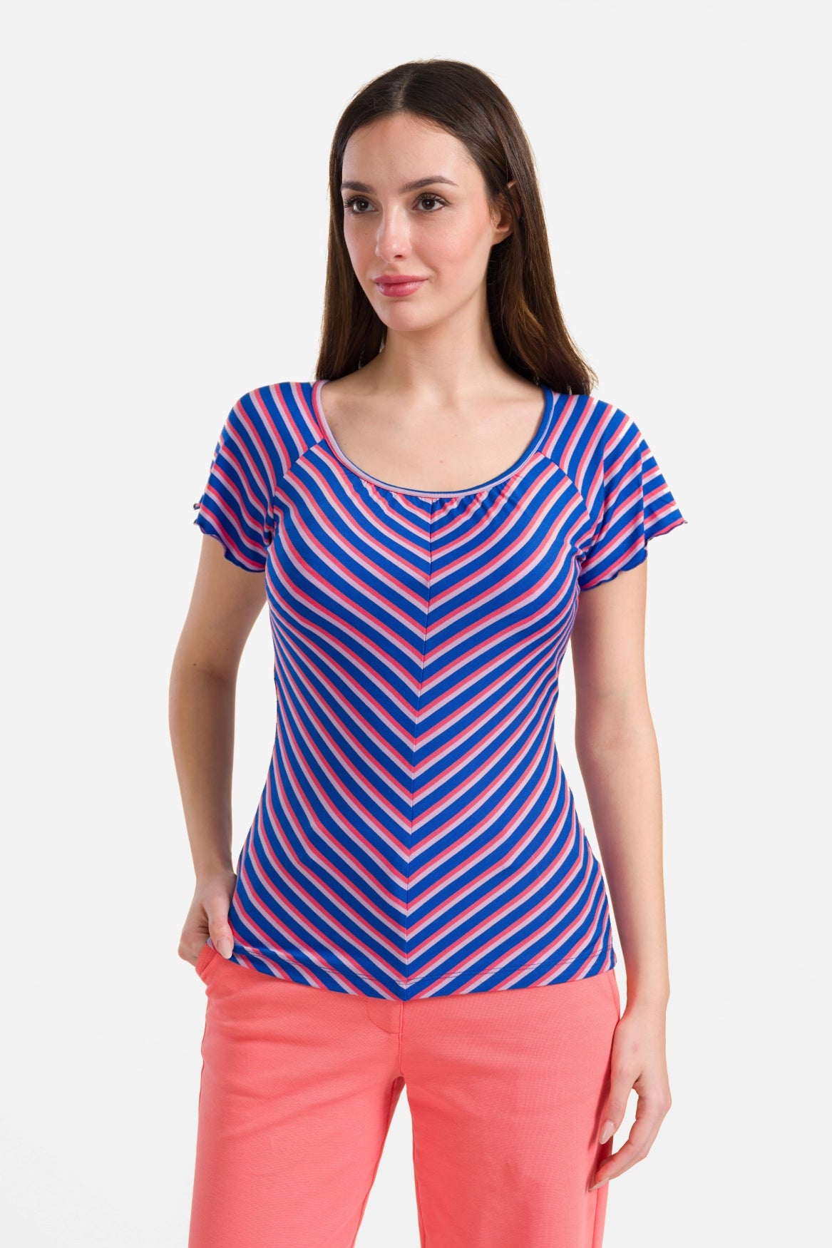 Butterfly Top met korte mouwen | Happy Stripes Blue