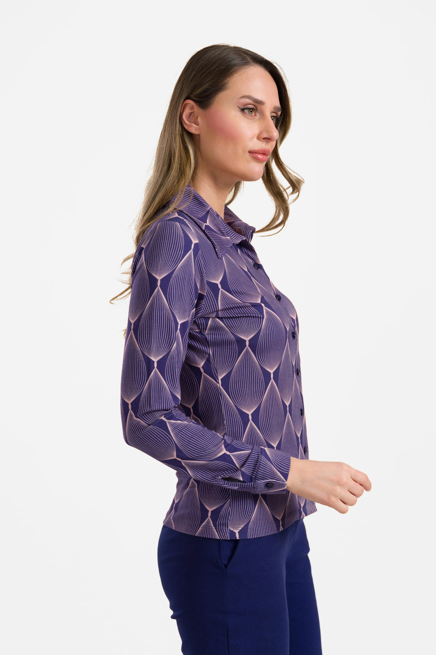 Sara blouse met lange mouwen | Grote ovale grafische print