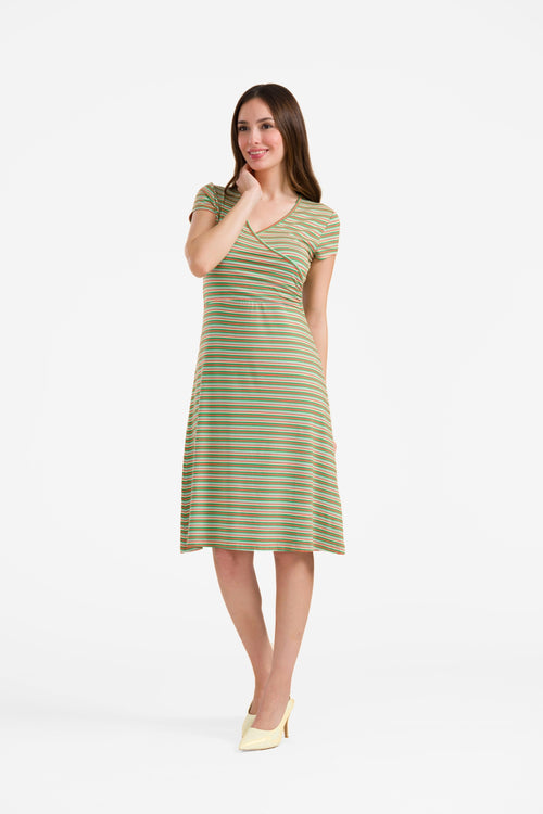 Chrissy Cross Jurk | Summer Stripes Green