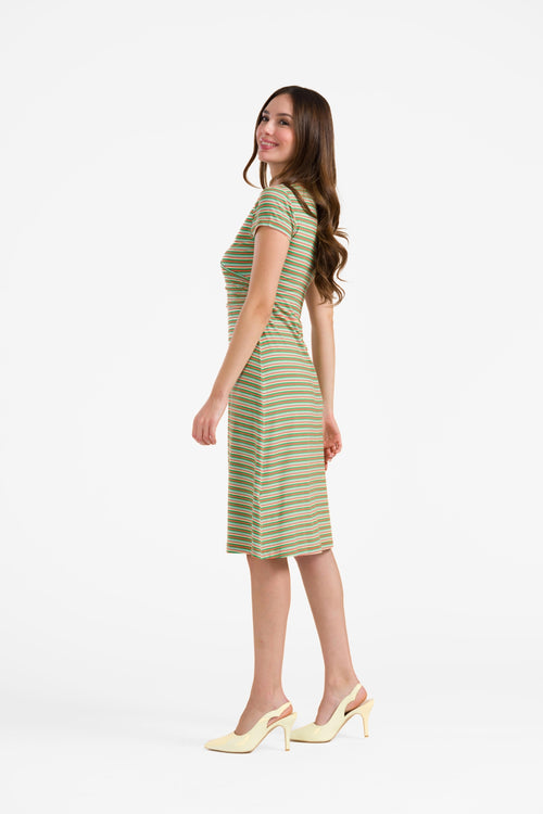 Chrissy Cross Jurk | Summer Stripes Green