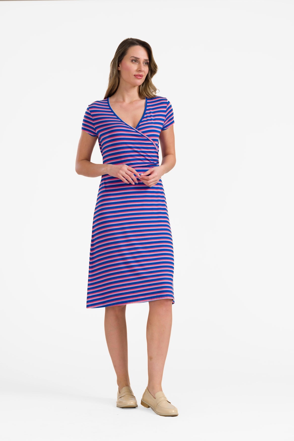 Chrissy Cross Jurk | Happy Stripes Blue