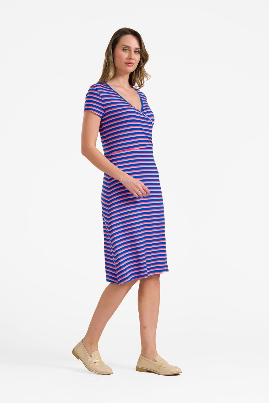 Chrissy Cross Jurk | Happy Stripes Blue