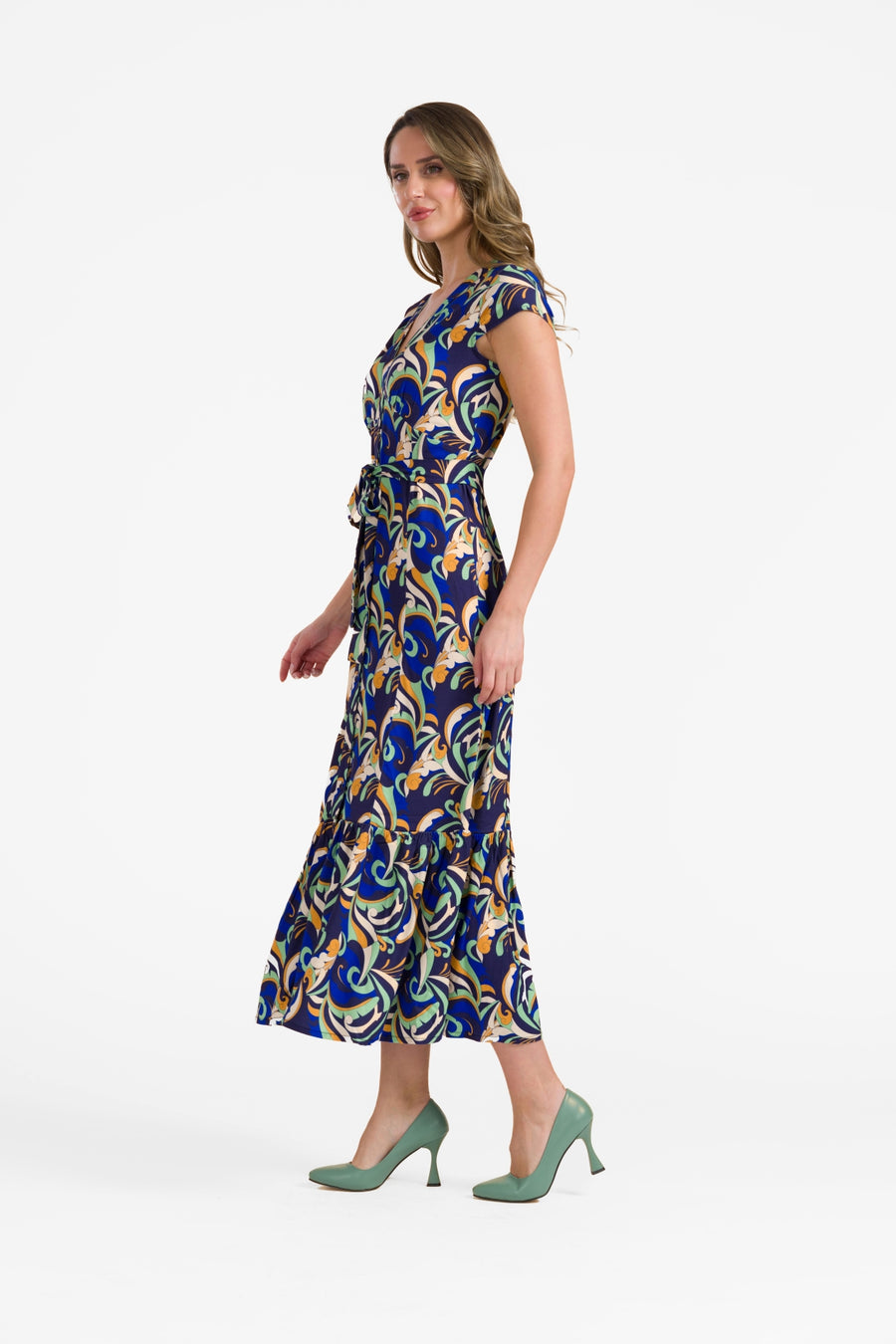 Maud maxi-jurk met korte mouwen | Abstract