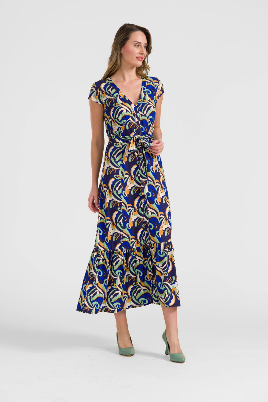 Maud maxi-jurk met korte mouwen | Abstract