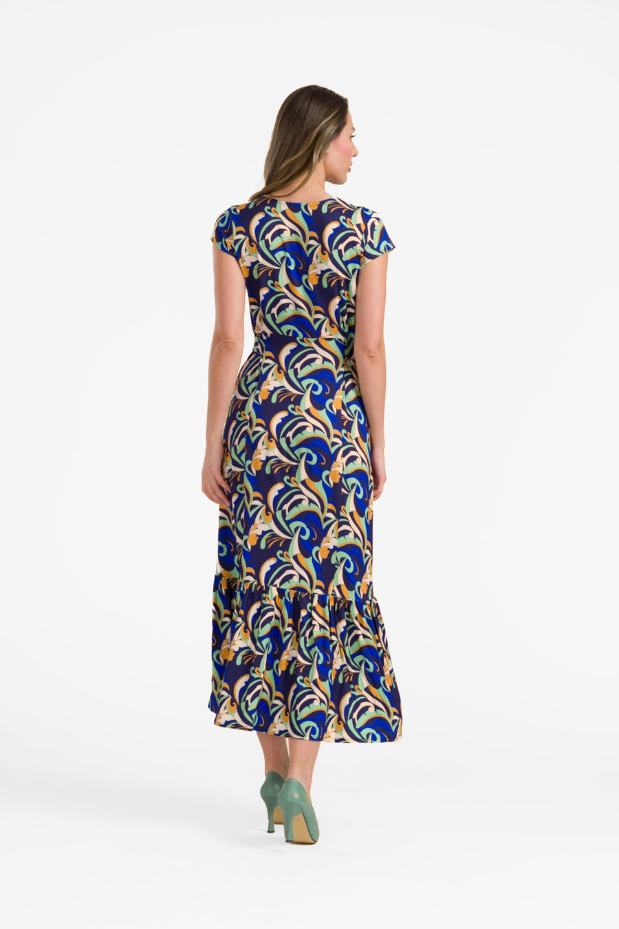 Maud maxi-jurk met korte mouwen | Abstract
