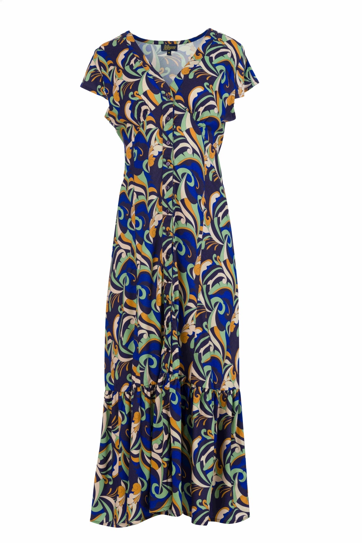Maud maxi-jurk met korte mouwen | Abstract