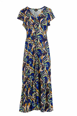 Maud maxi-jurk met korte mouwen | Abstract
