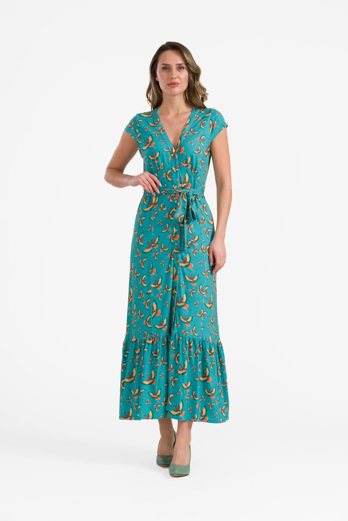 Maud maxi-jurk met korte mouwen | Crane