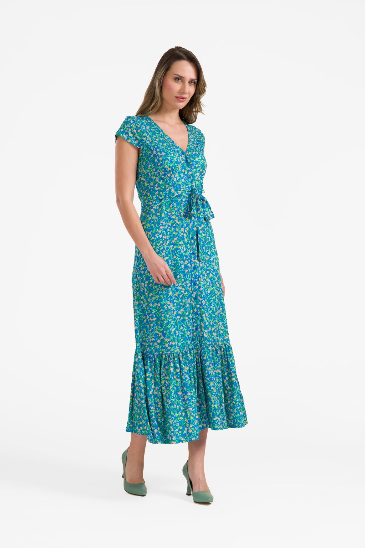 Maud maxi-jurk met korte mouwen | Spring String