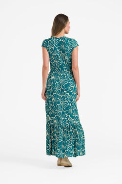 Maud maxi-jurk met korte mouwen | Flower Lake