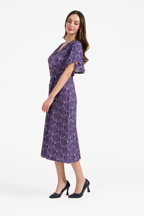 Trix jurk met vlindermouwen | Grote ovale grafische print