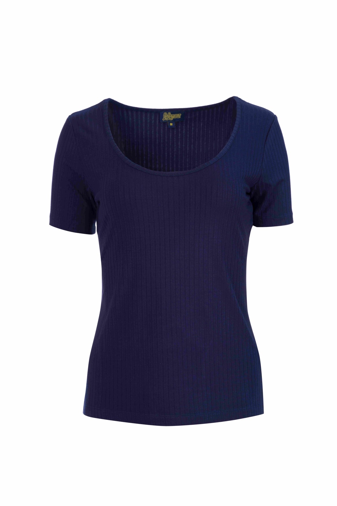 Ella T-shirt met korte mouwen | Rib marineblauw