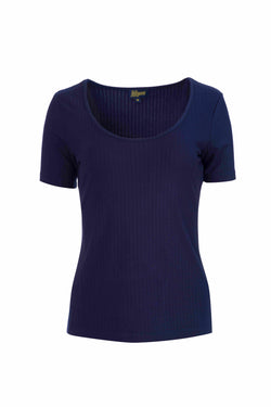 Ella T-shirt met korte mouwen | Rib marineblauw