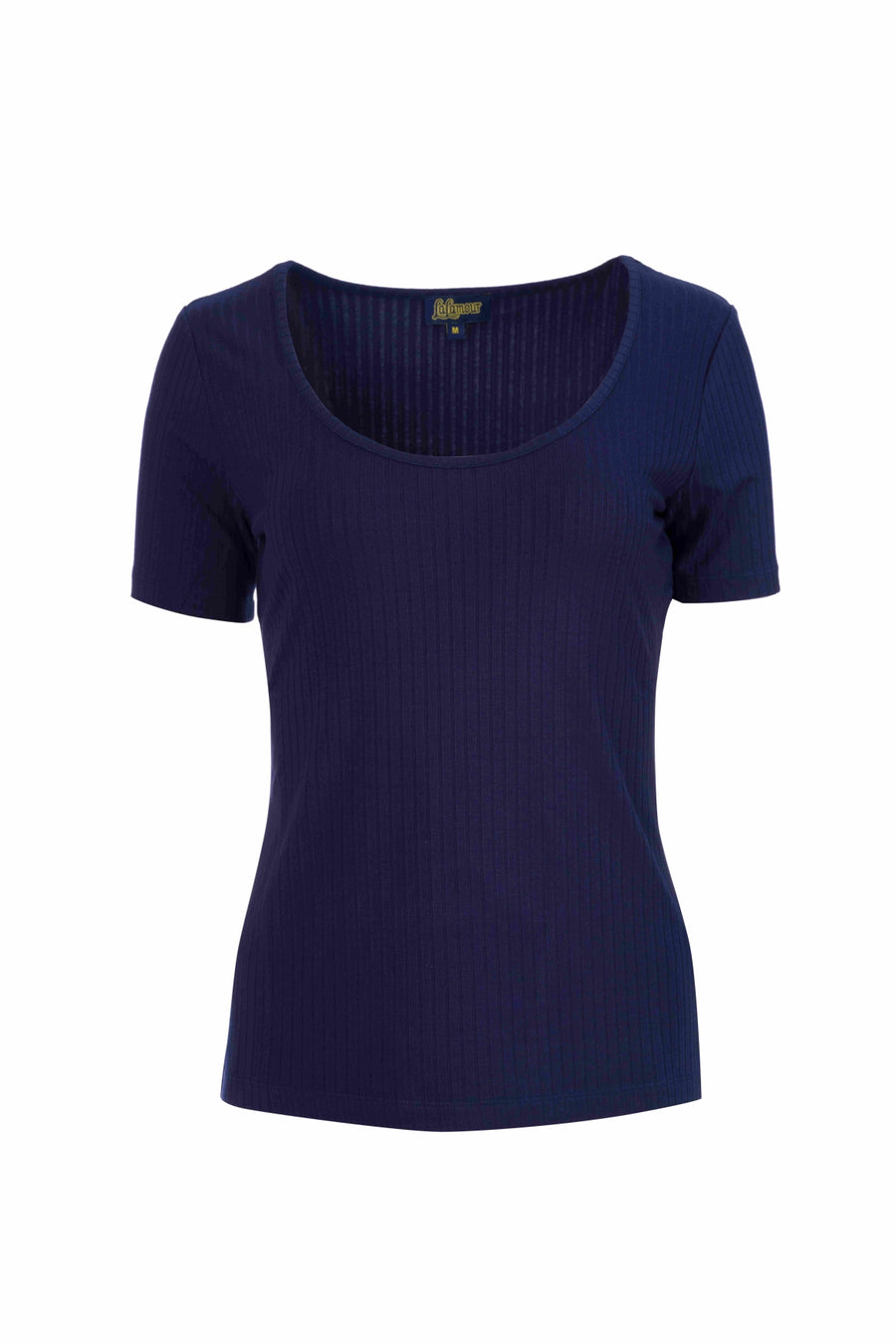 Ella T-shirt met korte mouwen | Rib marineblauw
