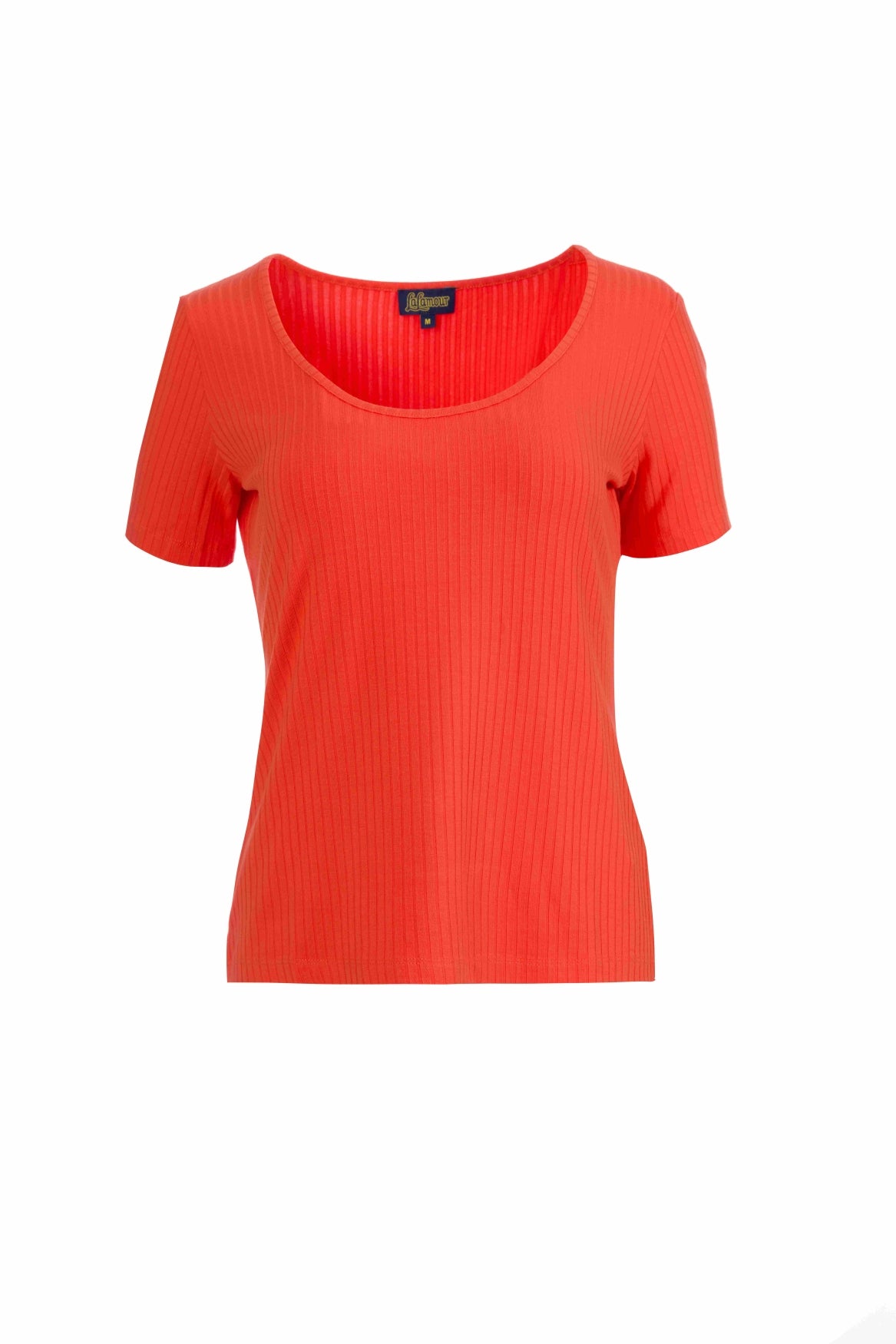 Ella T-shirt met korte mouwen | Rib Oranje Rood