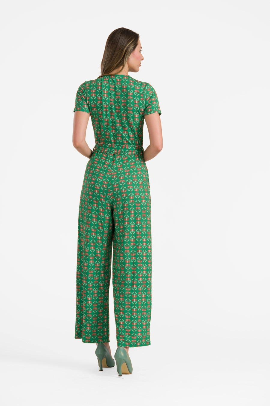 Diana Jumpsuit met korte mouwen | Green Flower