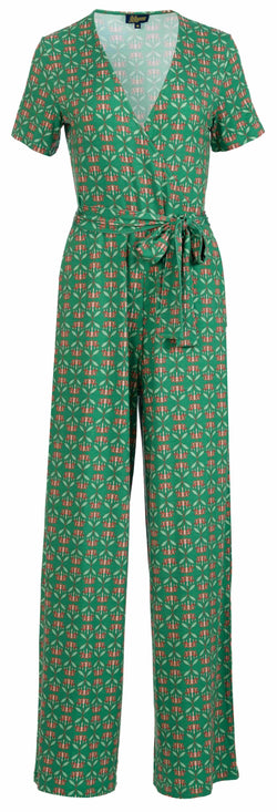 Diana Jumpsuit met korte mouwen | Green Flower