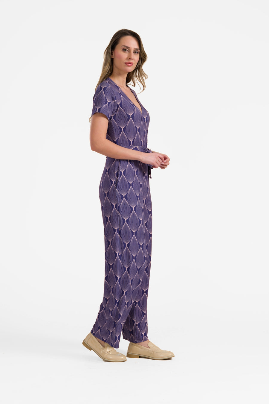 Diana Jumpsuit met korte mouwen | Grote ovale print