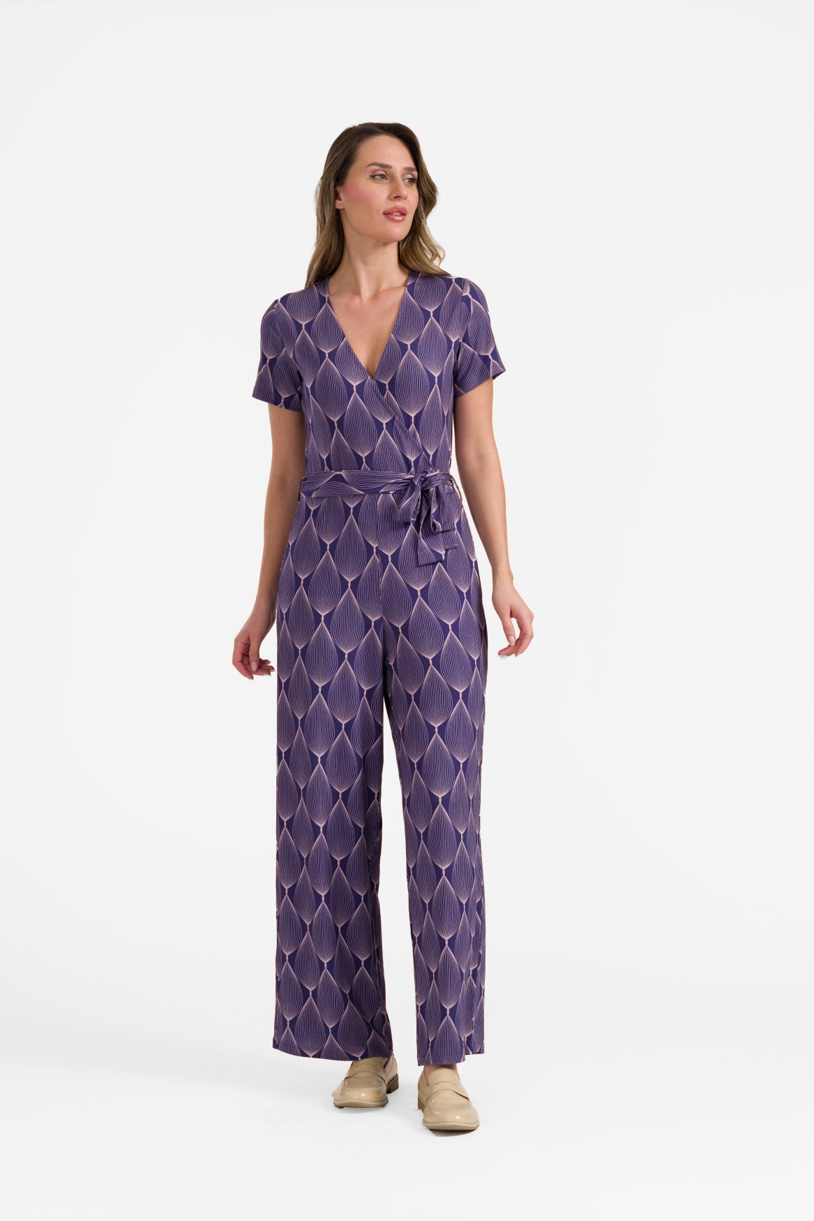Diana Jumpsuit met korte mouwen | Grote ovale print