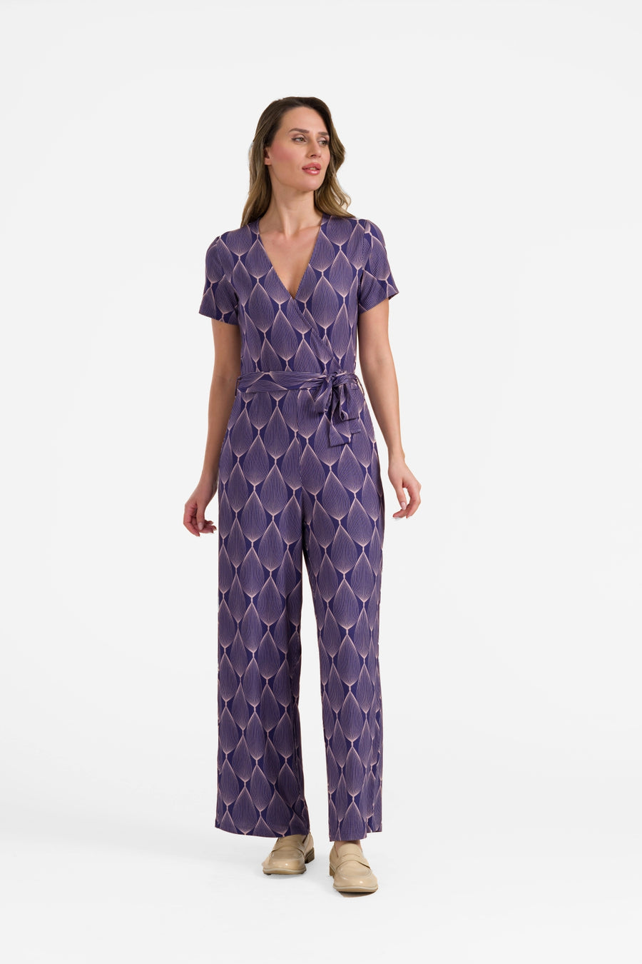 Diana Jumpsuit met korte mouwen | Grote ovale print