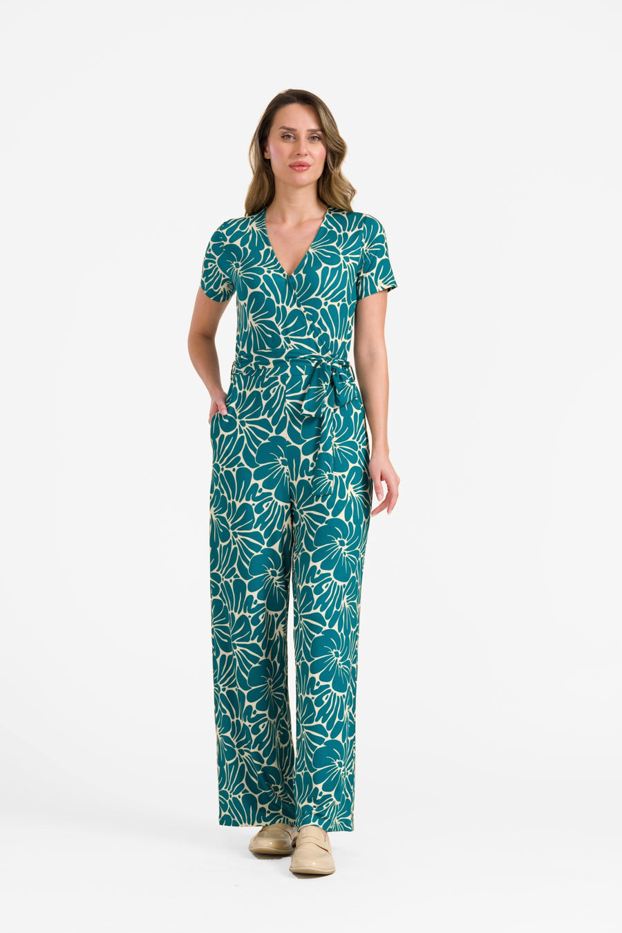 Diana Jumpsuit met korte mouwen | Flower Lake