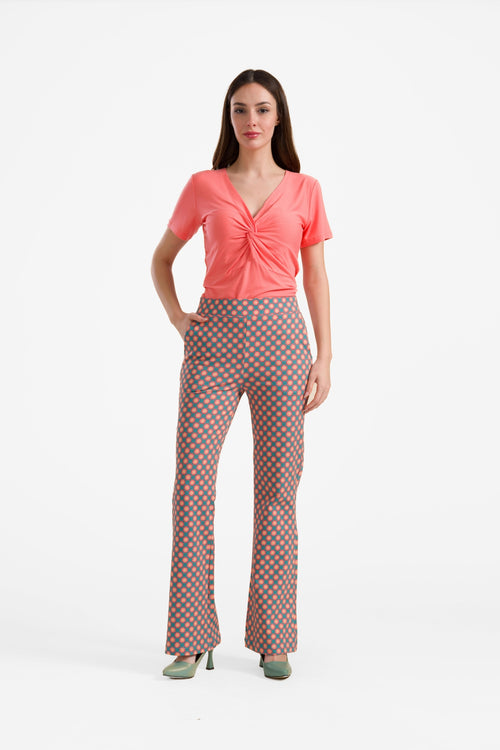 Lieke flared broek | Vintage Coral Flower