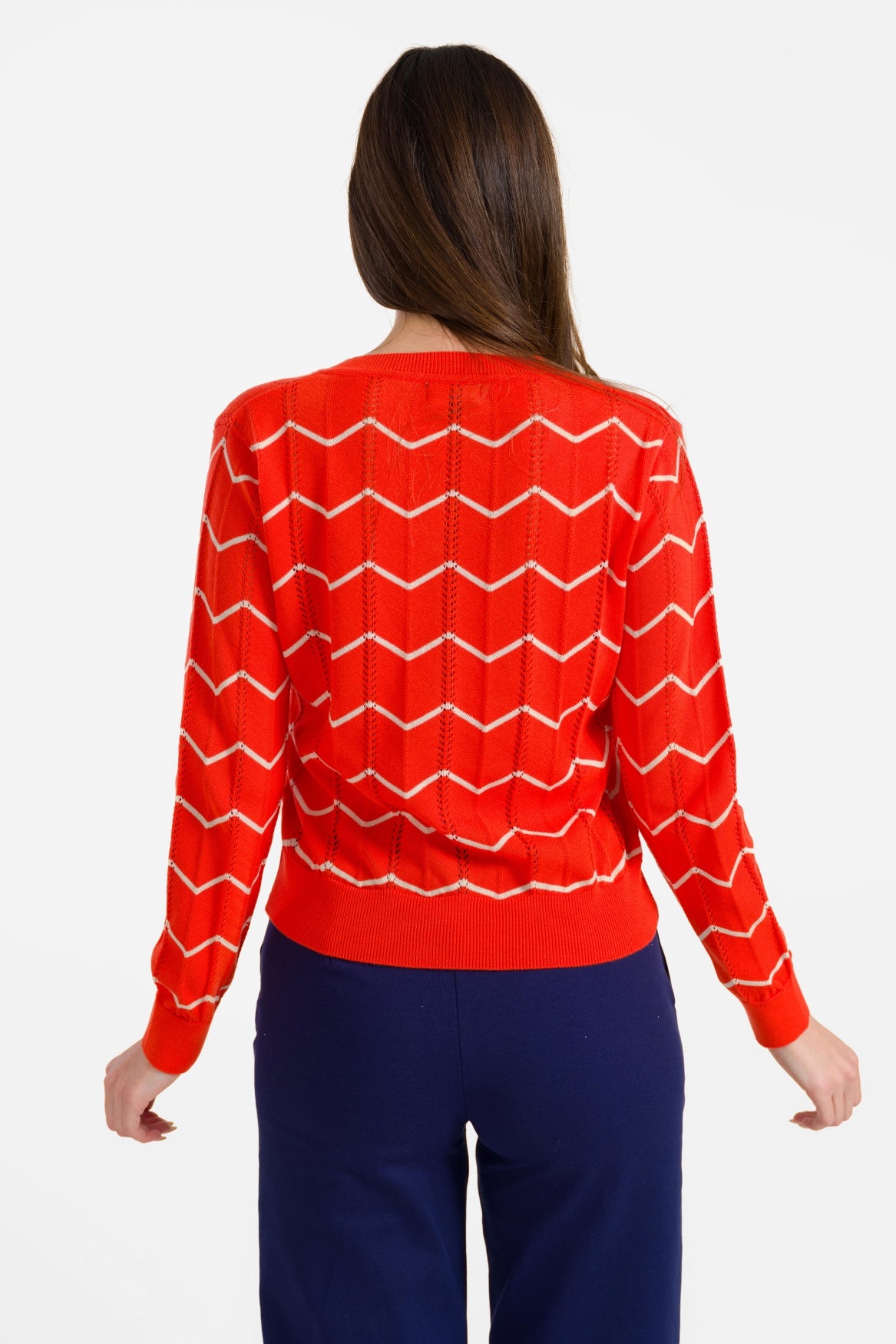 Gebreid vest met lange mouwen | Rood