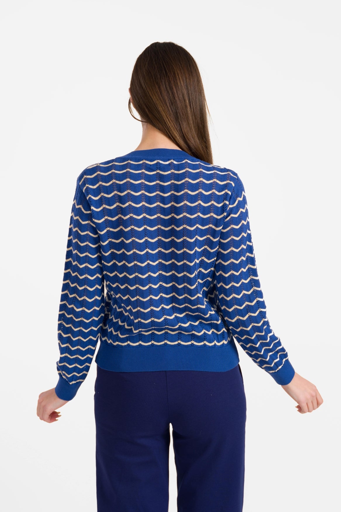 Gebreid vest met lange mouwen | Blauw