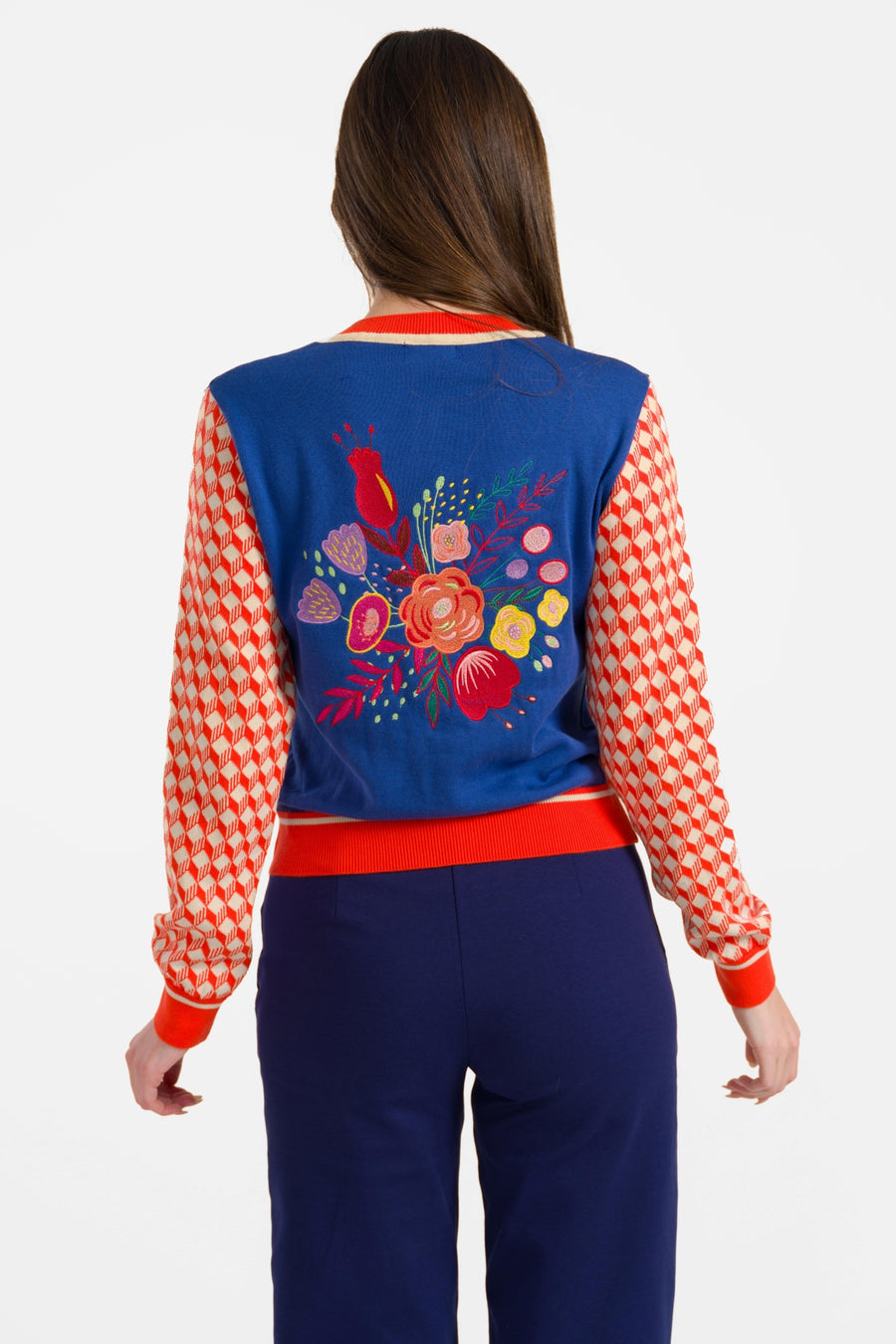 Gebreid vest met lange mouwen | Schitterend blauw
