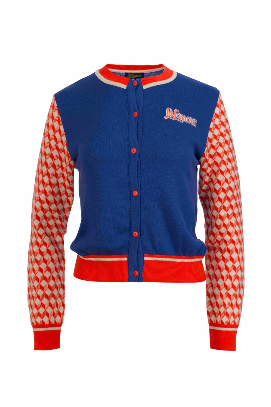 Gebreid vest met lange mouwen | Schitterend blauw