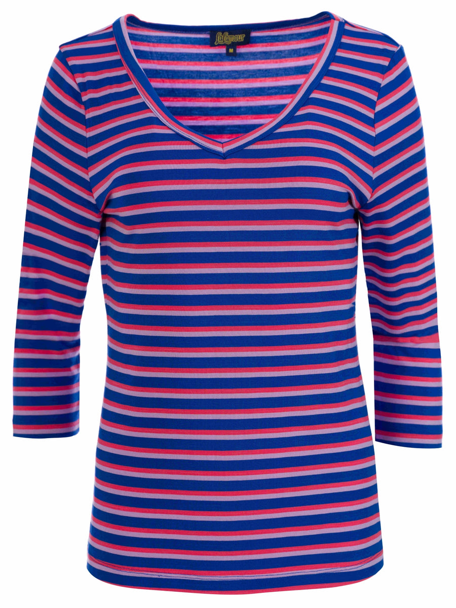 Lynn top met 3/4 mouwen | Happy Stripes Blue