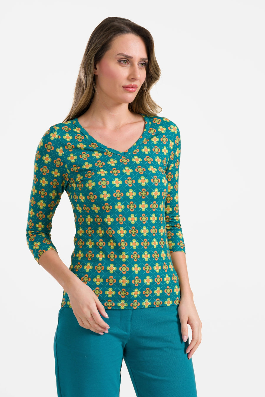 Lynn top met 3/4 mouwen | Vintage Fever