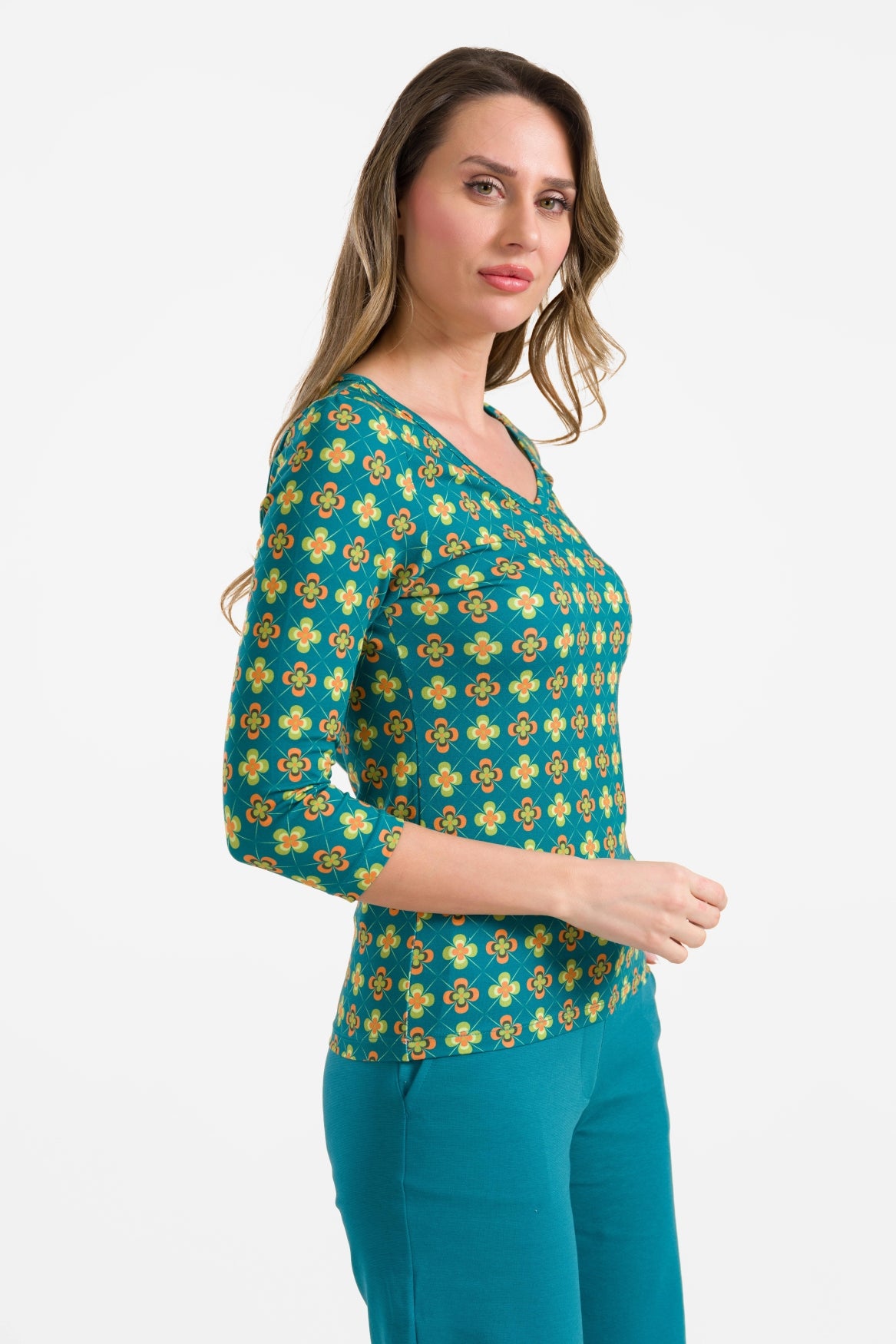 Lynn top met 3/4 mouwen | Vintage Fever