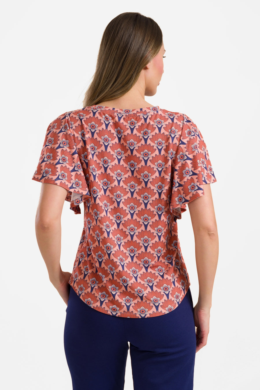 Sophie top met korte vlindermouwen | Bloemenwaaier