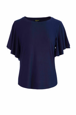 Sophie top met korte vlindermouwen | Rib Navy