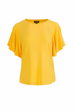 Sophie top met korte vlindermouwen | Rib Yellow