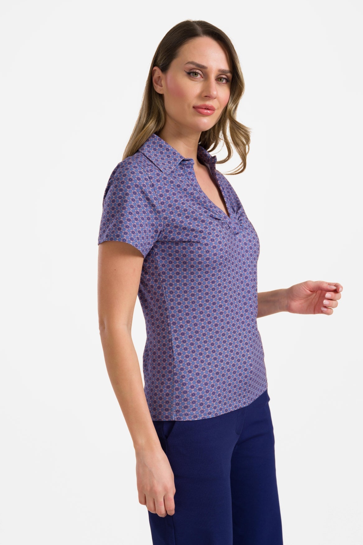 Suzy top met korte mouwen | Small Blue Flower
