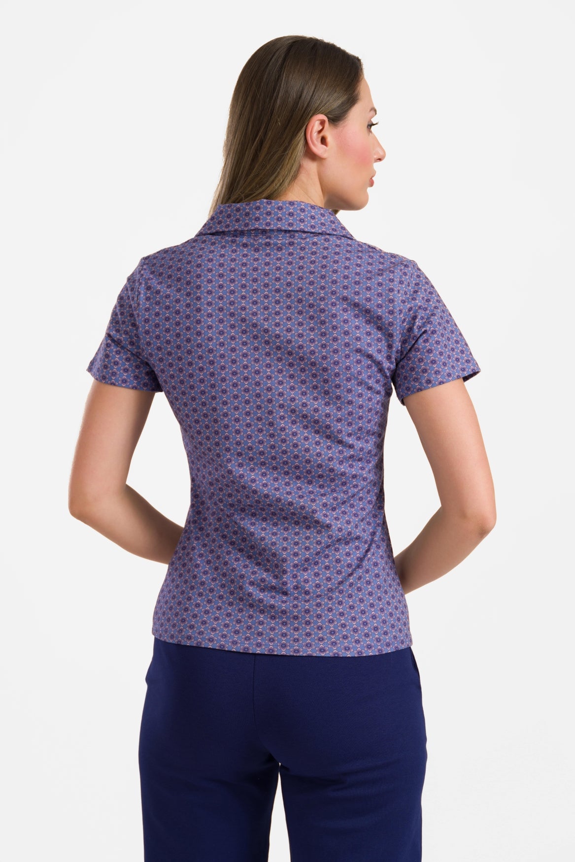 Suzy top met korte mouwen | Small Blue Flower