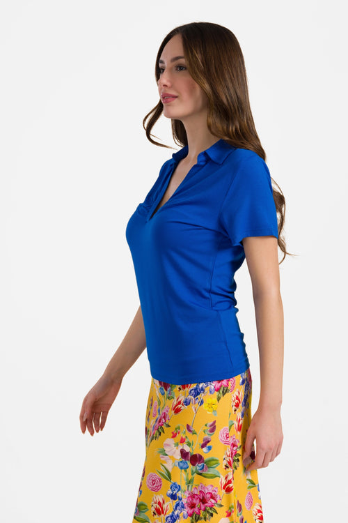 Suzy top met korte mouwen | Effen blauw