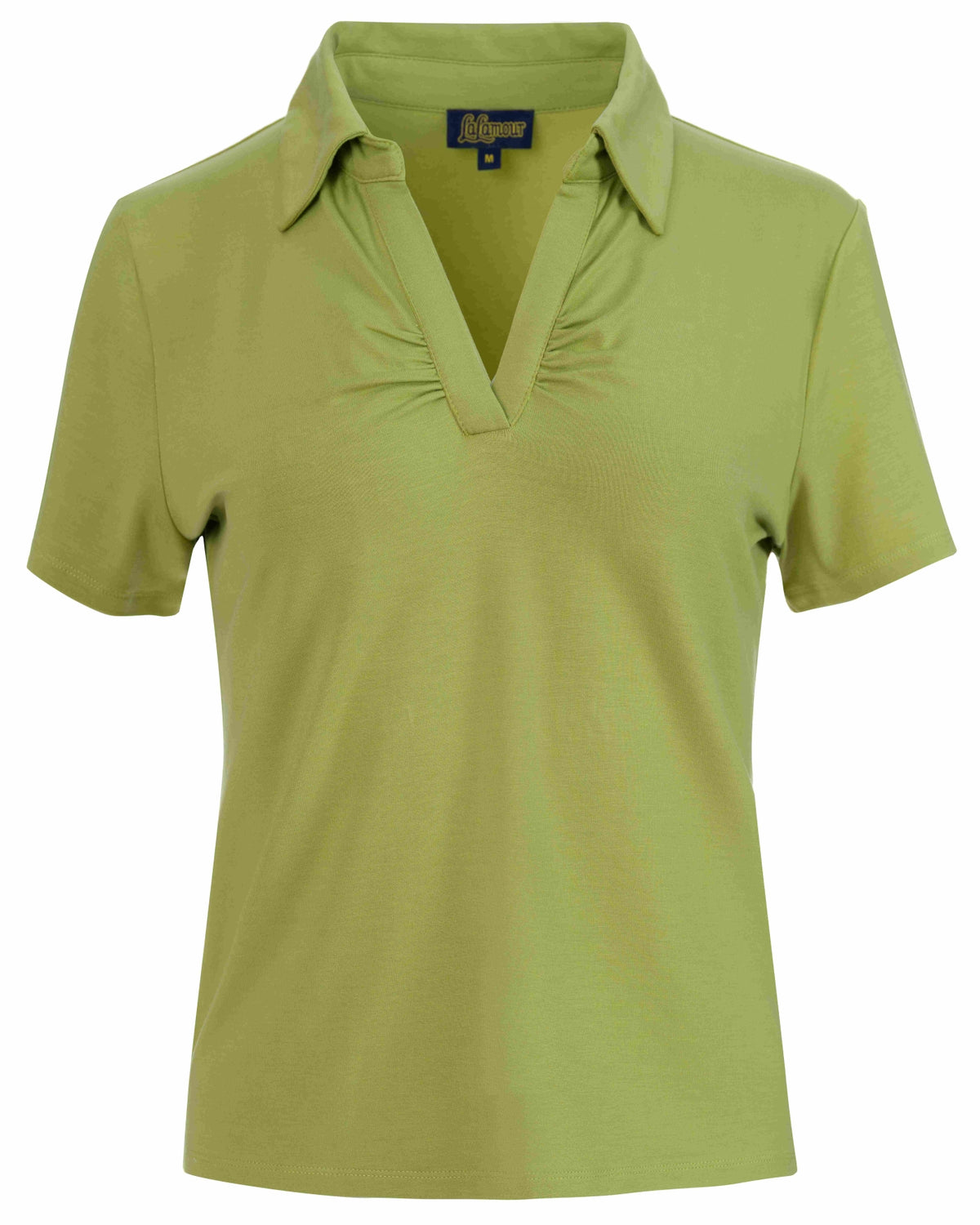 Suzy top met korte mouwen | Effen, helder olijfgroen