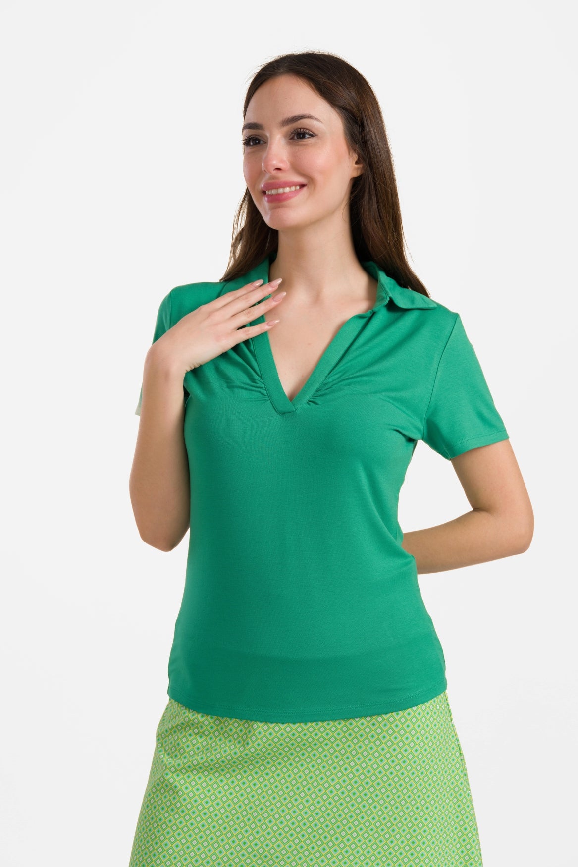 Suzy top met korte mouwen | Effen groen