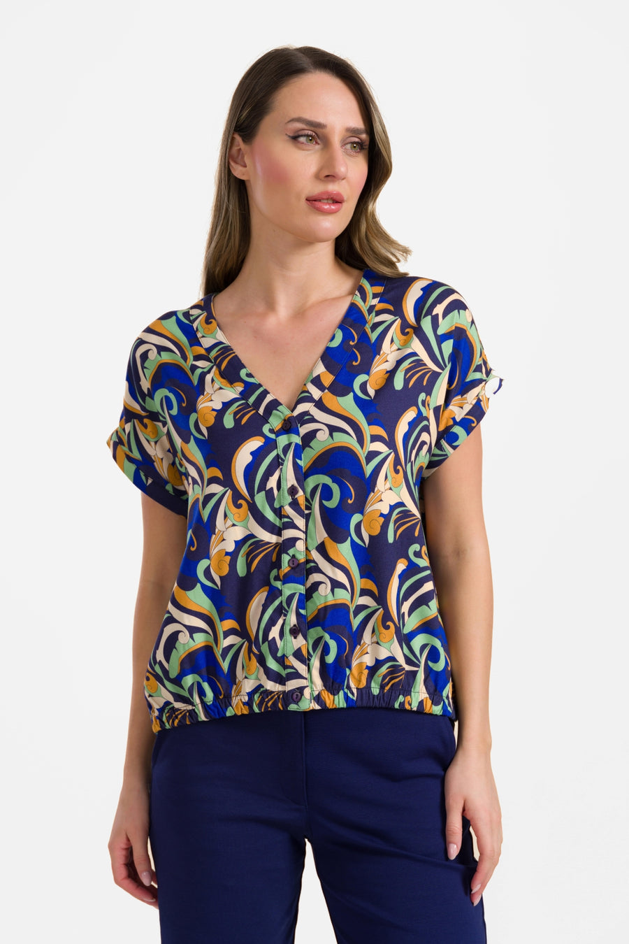 Evy blouse met korte mouwen | Abstract