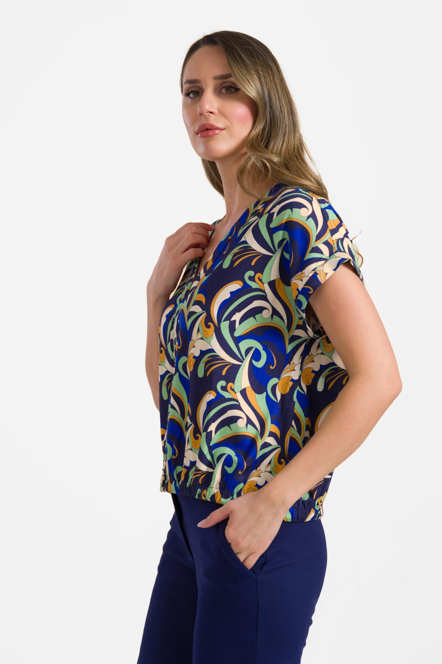Evy blouse met korte mouwen | Abstract