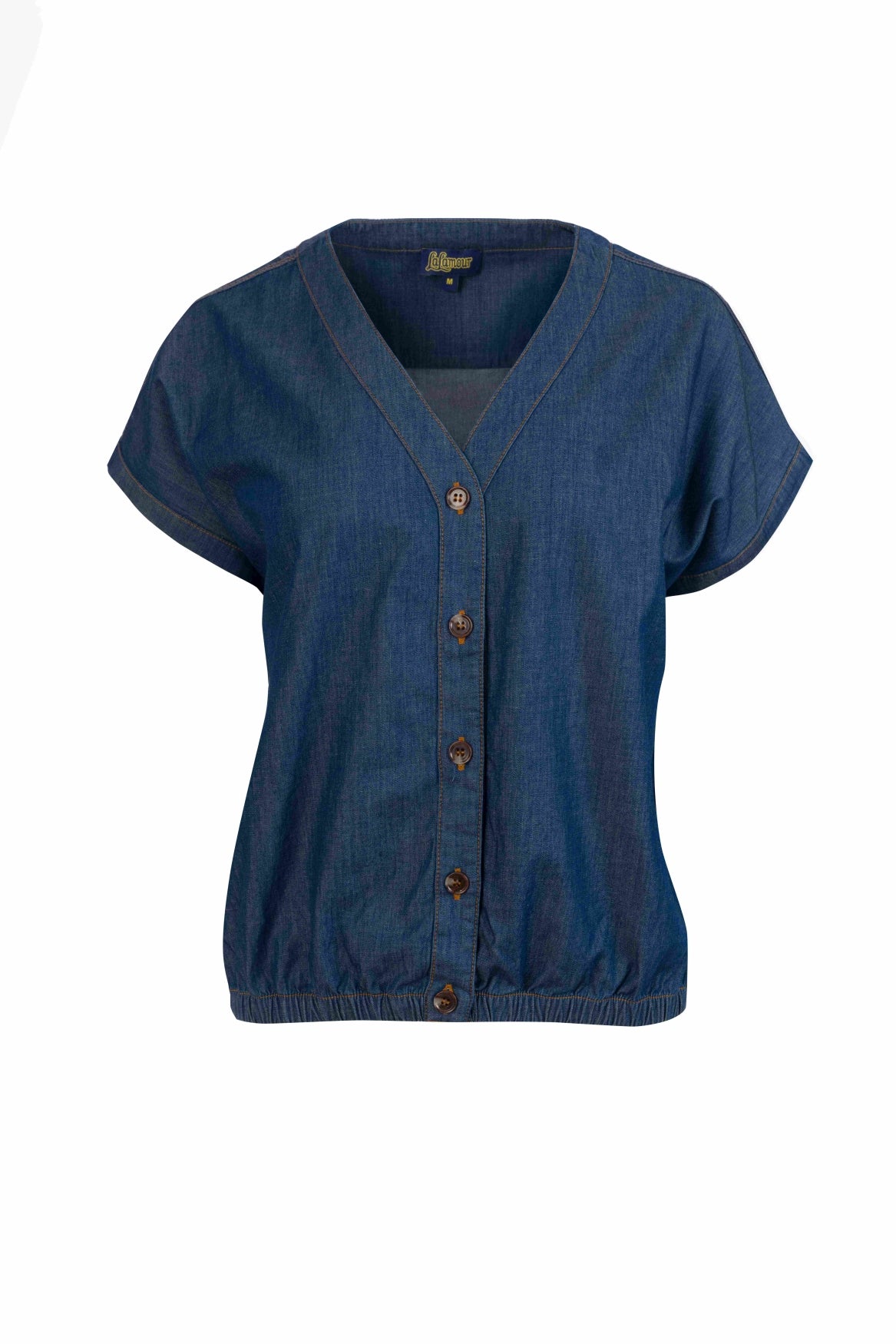 Evy blouse met korte mouwen | Blauw