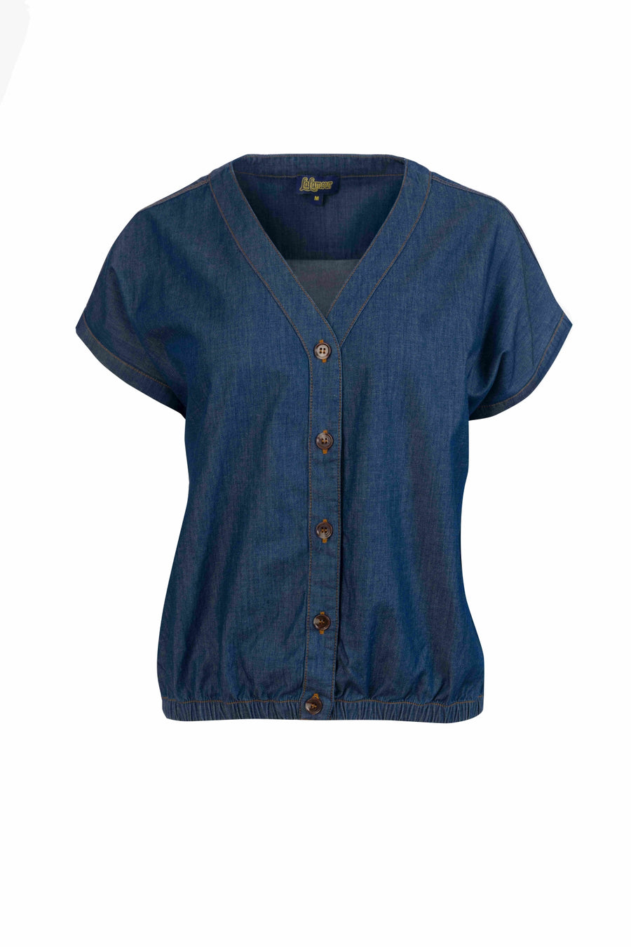Evy blouse met korte mouwen | Blauw
