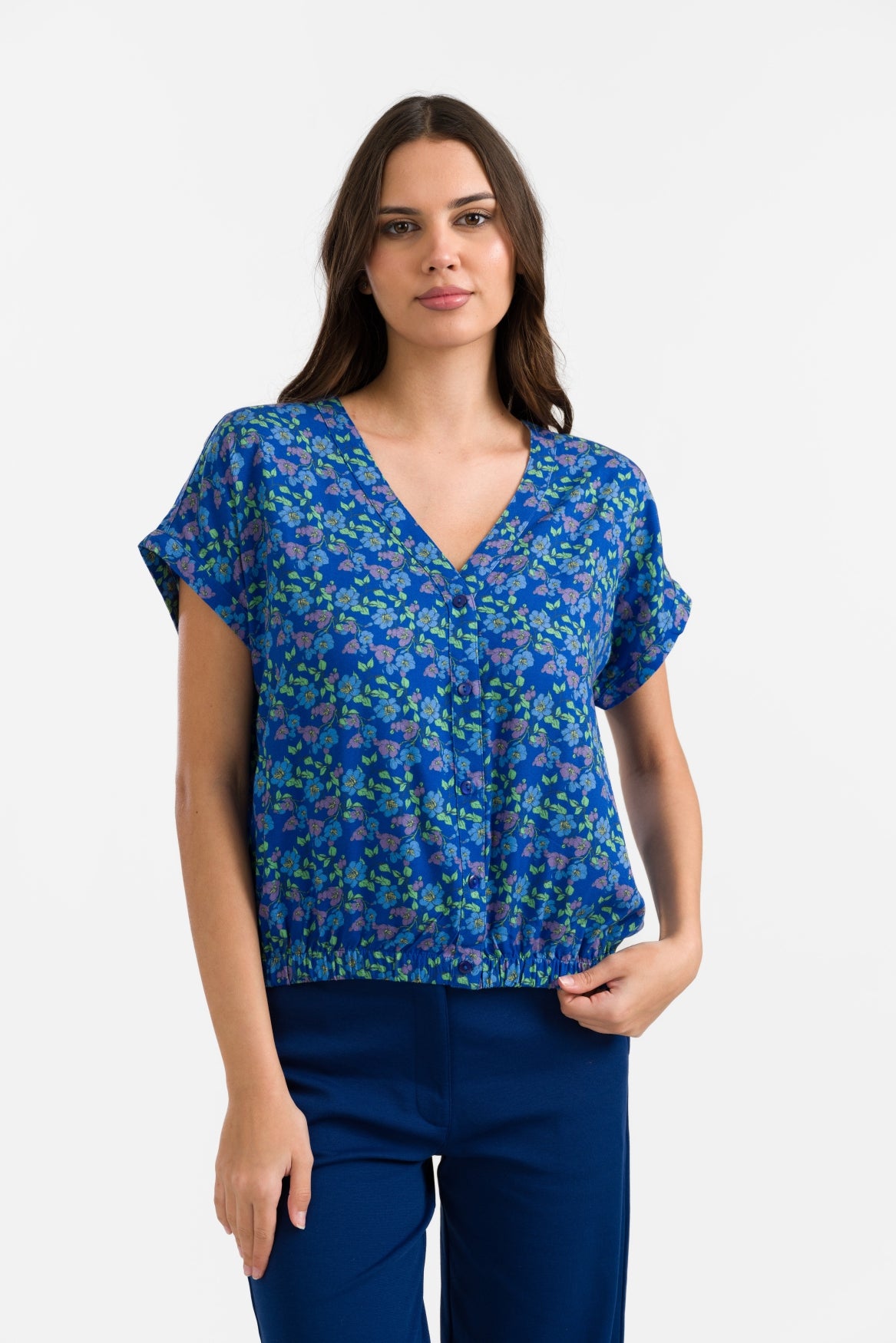 Evy Blouse Korte Mouw | Kersenbloesem