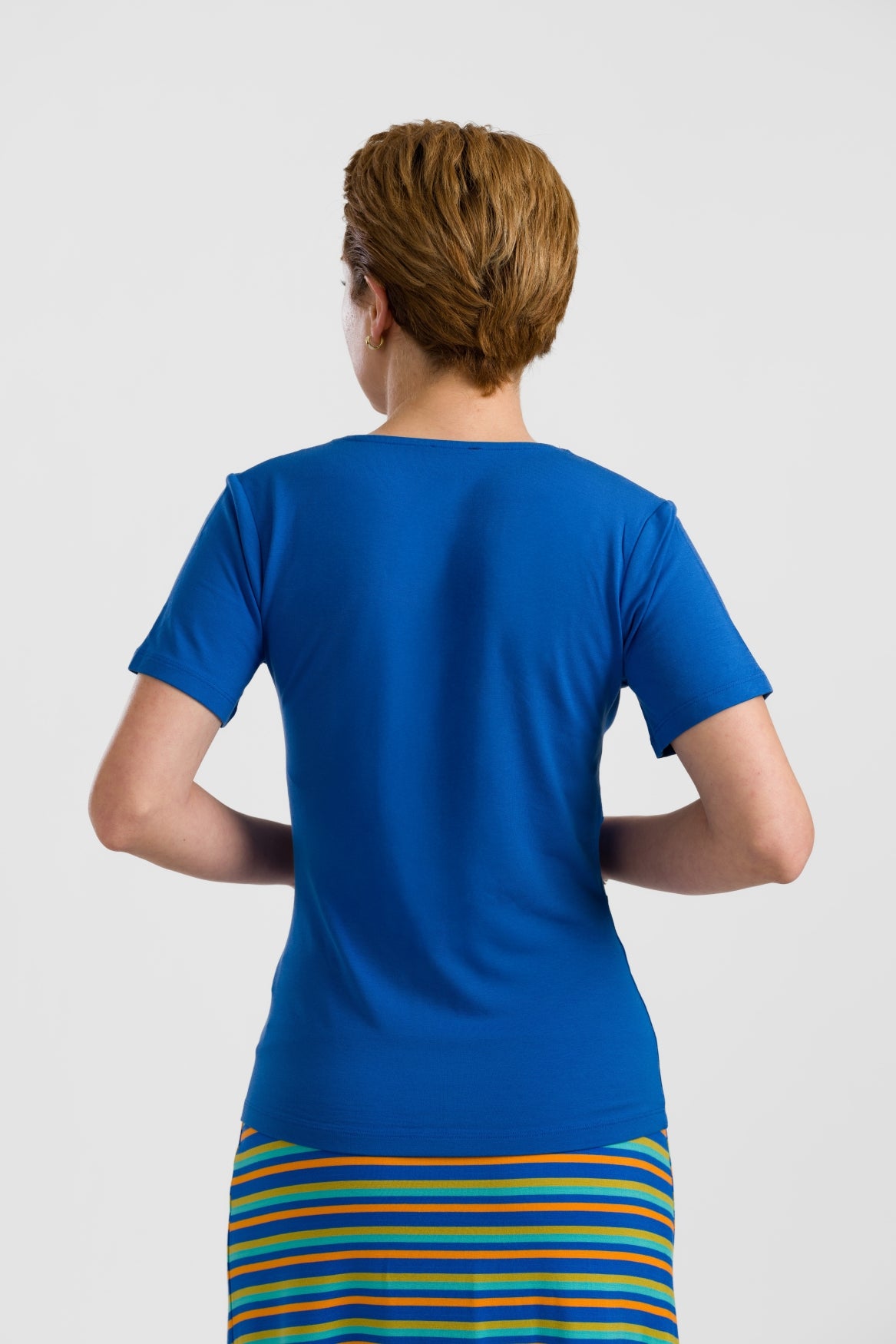 Angela Top met korte mouwen | Effen blauw