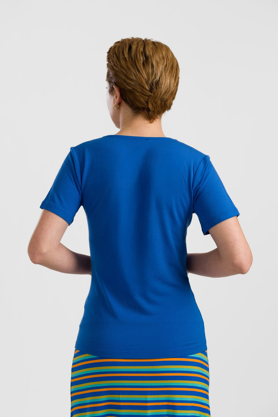 Angela Top met korte mouwen | Effen blauw
