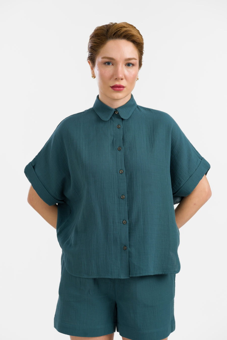Jill Blouse | Crinkle Petrol