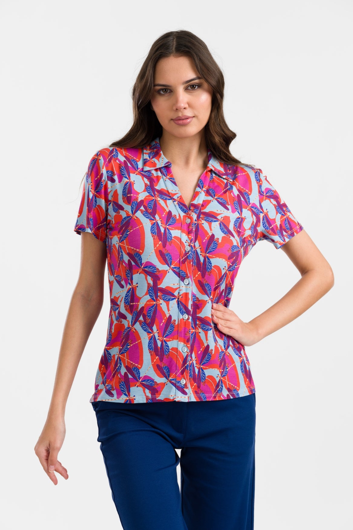 Lena Blouse met korte mouwen | Dragonfly Disco